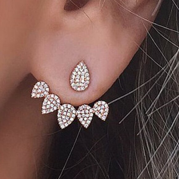 Water Droplet Pattern Rhinestone Stud Earrings - Picture 1 of 5